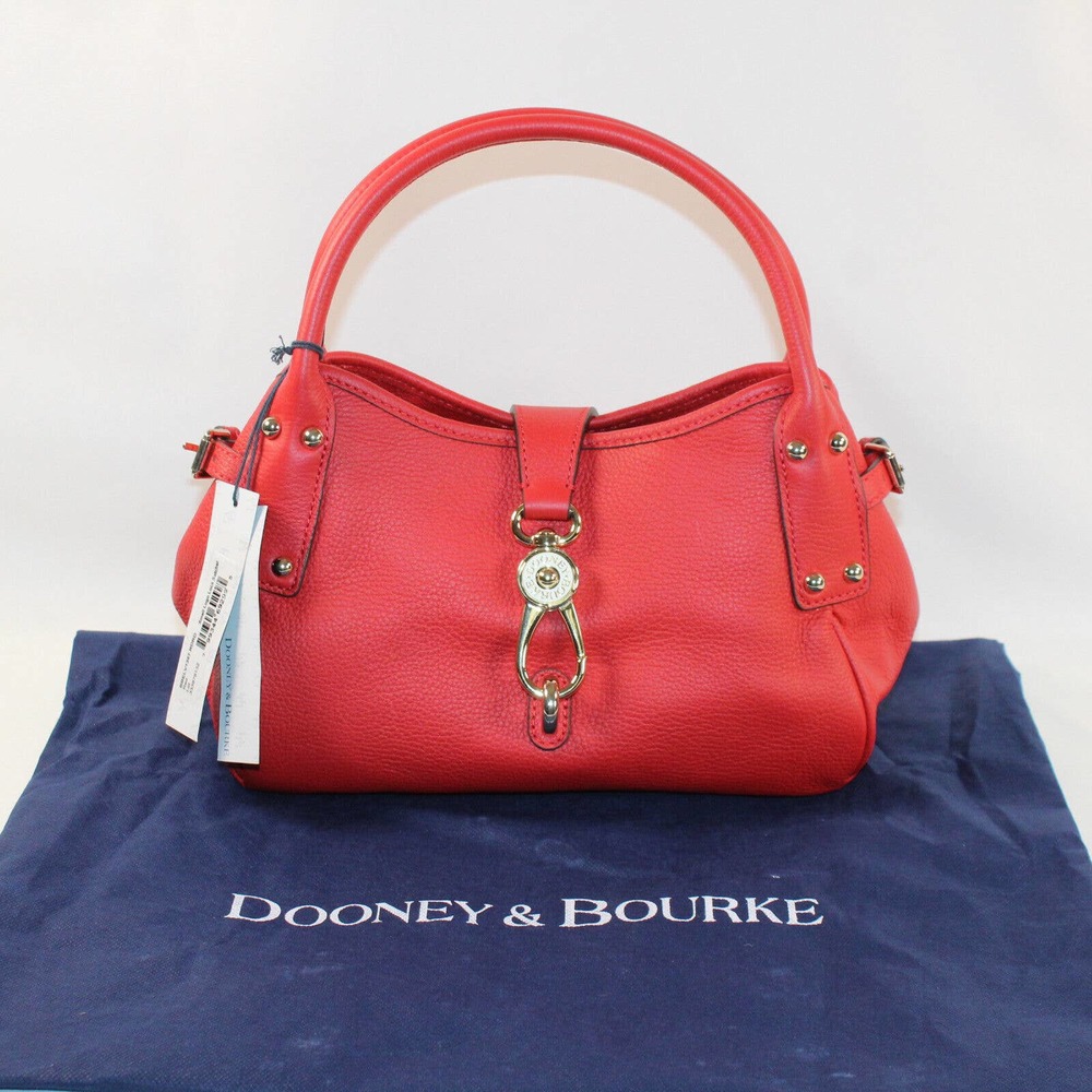 Dooney & Bourke Small Logo Lock Red Pebble Satchel w/ Dust Cover